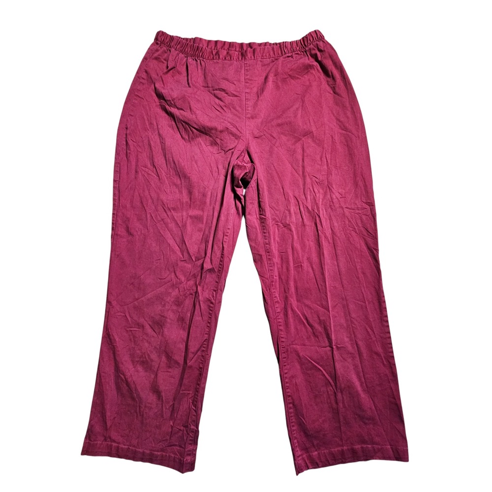 Woman Within Pull-On Khaki Trouser Pants 24W/30‎ Straight Leg Elastic Waist Red - Picture 4 of 8
